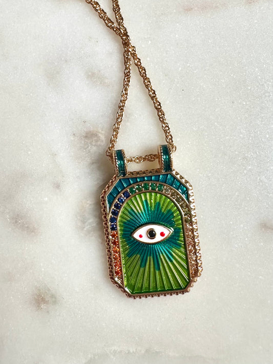 Collier strass multicolore & œil