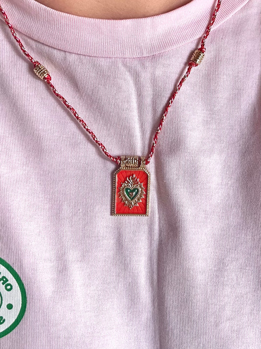 Collier cœur orange