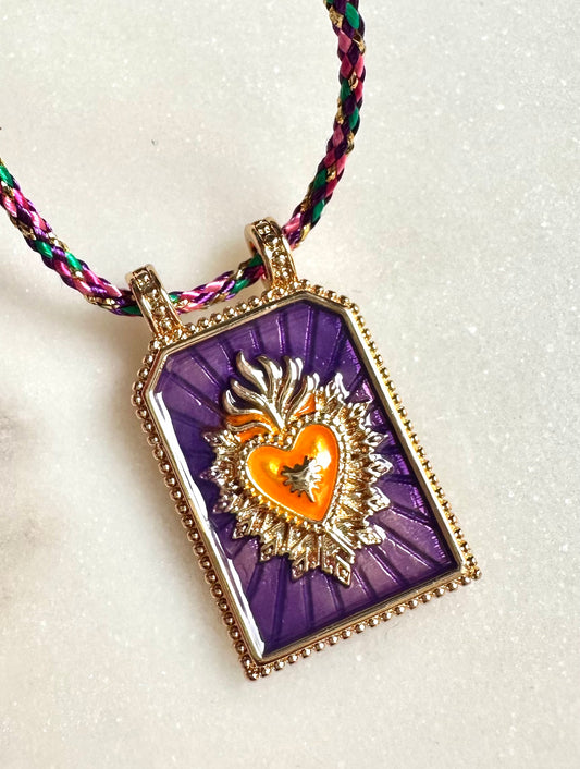 Collier violet cœur