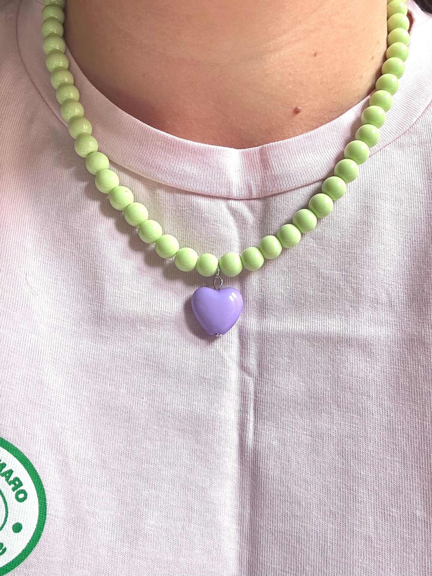 Collier cœur parme