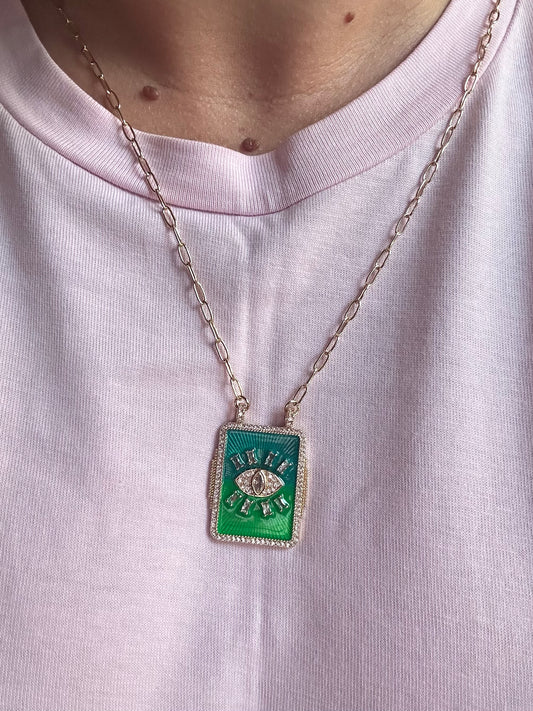 Collier œil & strass blanc