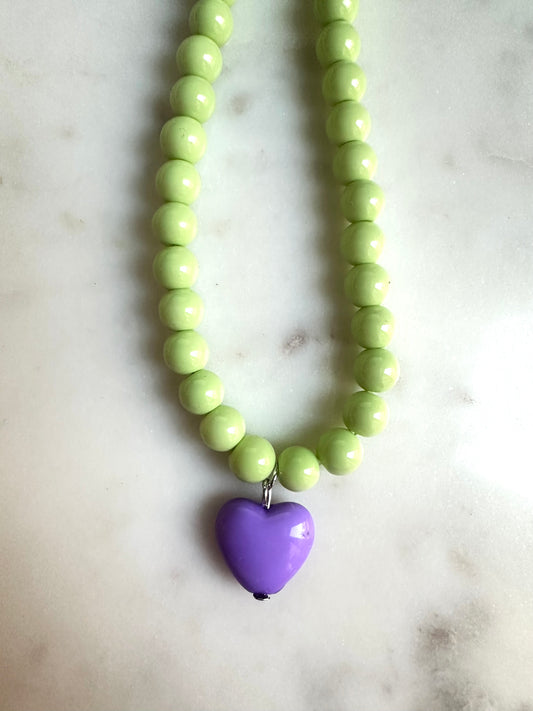 Collier cœur parme