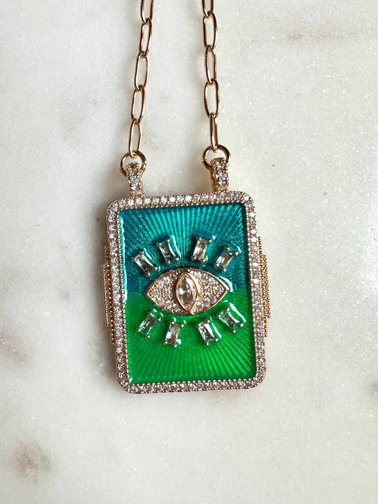 Collier œil & strass blanc