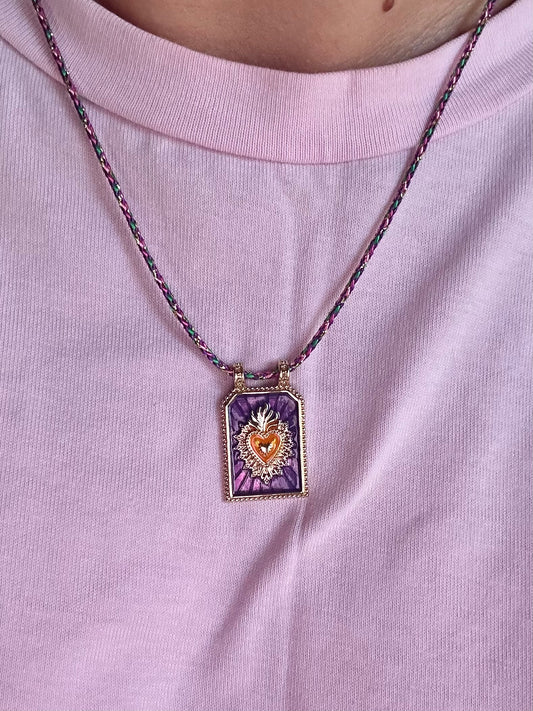 Collier violet cœur
