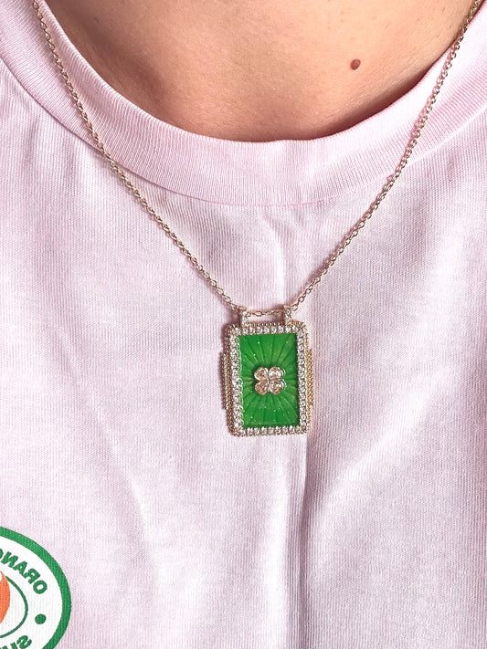 Collier vert trèfle