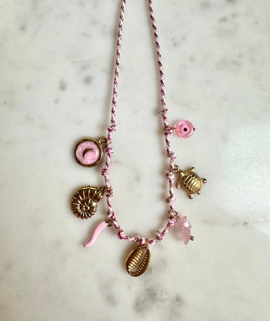 Collier rose perles