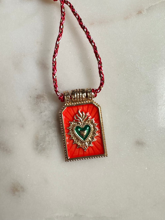 Collier cœur orange